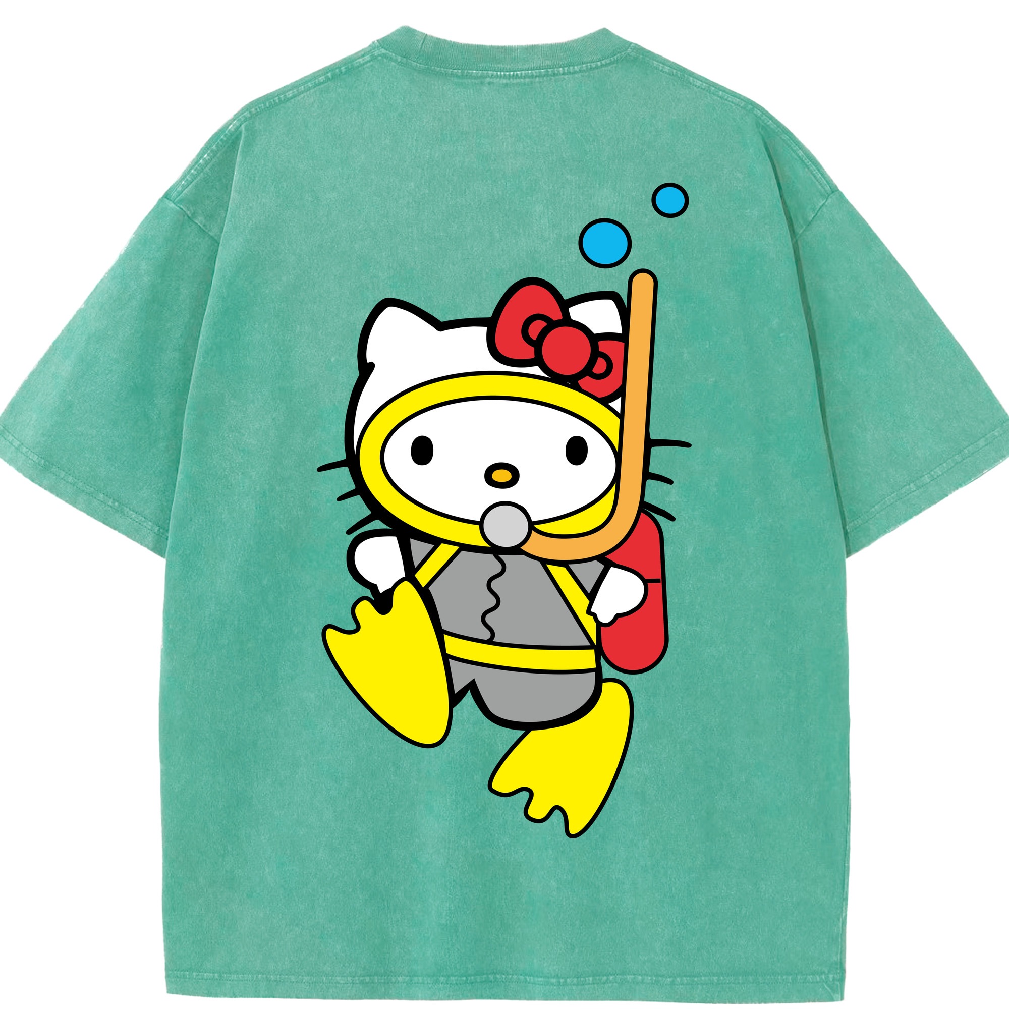 （画像用） Hello Kitty ハローキティ 綿100% ヴィンテージ風 半袖Tシャツ（背面プリント）